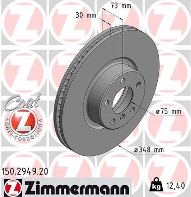Otto Zimmermann 150.2949.20 Ventilated front left brake disc 150294920
