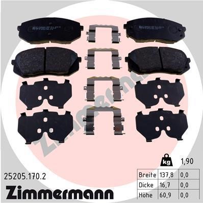 Brake pad set Otto Zimmermann 25205.170.2