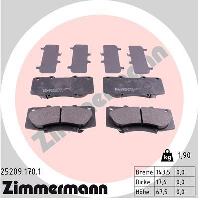Otto Zimmermann 25209.170.1 Brake Pad Set, disc brake 252091701