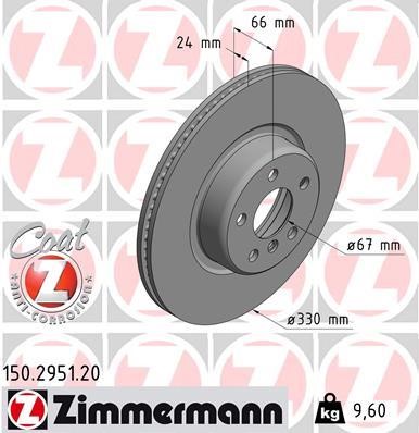 Otto Zimmermann 150.2951.20 Front brake disc ventilated 150295120