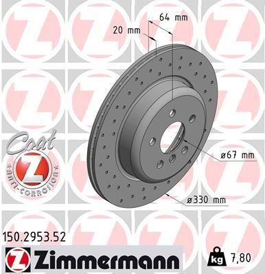 Otto Zimmermann 150.2953.52 Disc brake rear right ventilated 150295352