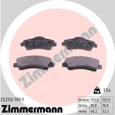 Otto Zimmermann 25250.190.1 Brake Pad Set, disc brake 252501901