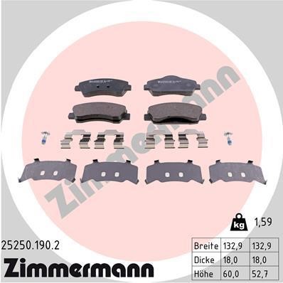 Otto Zimmermann 25250.190.2 Brake Pad Set, disc brake 252501902