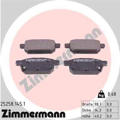 Otto Zimmermann 25258.145.1 Rear disc brake pads, set 252581451