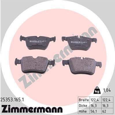 Otto Zimmermann 25353.165.1 Brake Pad Set, disc brake 253531651