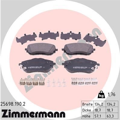 Otto Zimmermann 25698.190.2 Brake Pad Set, disc brake 256981902