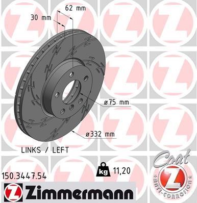 Otto Zimmermann 150.3447.54 Front brake disc ventilated 150344754