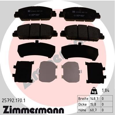 Otto Zimmermann 25792.170.1 Brake Pad Set, disc brake 257921701
