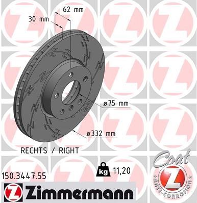 Otto Zimmermann 150.3447.55 Front brake disc ventilated 150344755