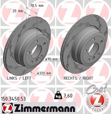 Otto Zimmermann 150.3450.53 Rear ventilated brake disc 150345053