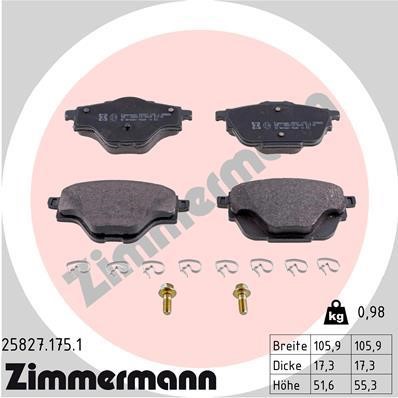 Otto Zimmermann 25827.175.1 Brake Pad Set, disc brake 258271751