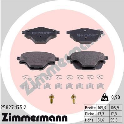 Otto Zimmermann 25827.175.2 Brake Pad Set, disc brake 258271752