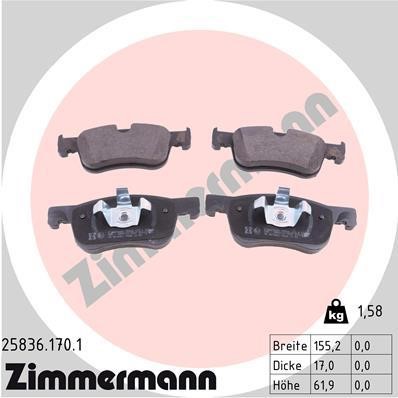 Otto Zimmermann 25836.170.1 Brake pad set 258361701 258361701 Otto Zimmermann Brake pad set