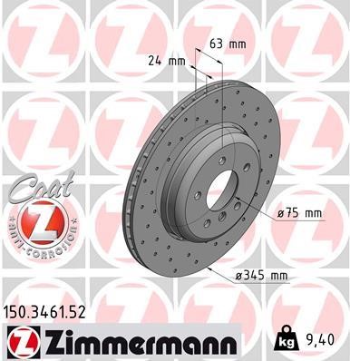 Otto Zimmermann 150.3461.52 Brake disc 150346152