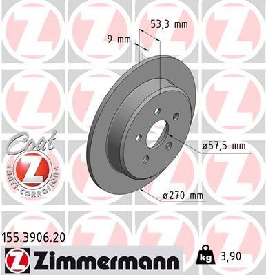 Otto Zimmermann 155.3906.20 Brake disc 155390620