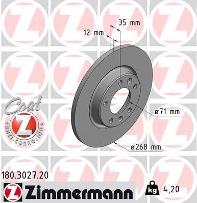 Otto Zimmermann 180.3027.20 Rear brake disc, non-ventilated 180302720