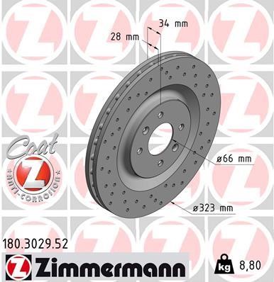 Otto Zimmermann 180.3029.52 Front brake disc ventilated 180302952