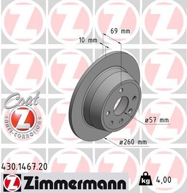 Otto Zimmermann 430.1467.20 Rear brake disc, non-ventilated 430146720