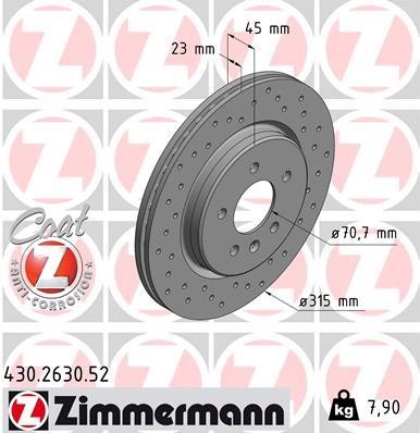 Otto Zimmermann 430.2630.52 Brake disc 430263052