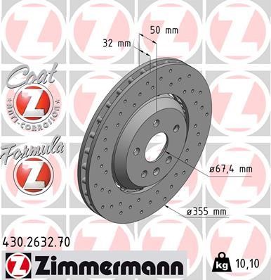Otto Zimmermann 430.2632.70 Front brake disc ventilated 430263270