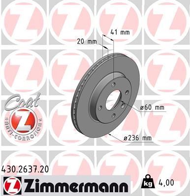 Otto Zimmermann 430.2637.20 Brake disc 430263720