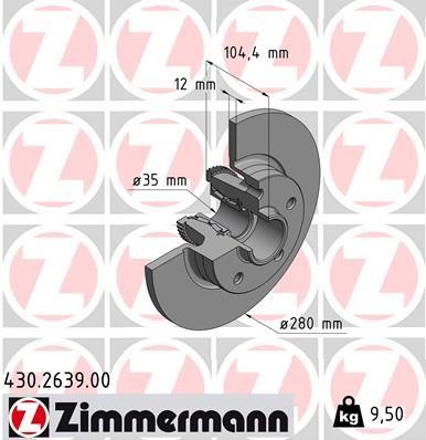 Otto Zimmermann 430.2639.00 Rear brake disc, non-ventilated 430263900