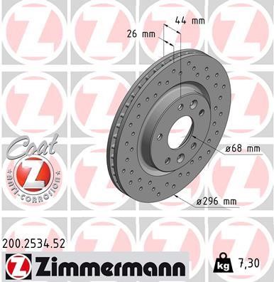 Otto Zimmermann 200.2534.52 Front brake disc ventilated 200253452