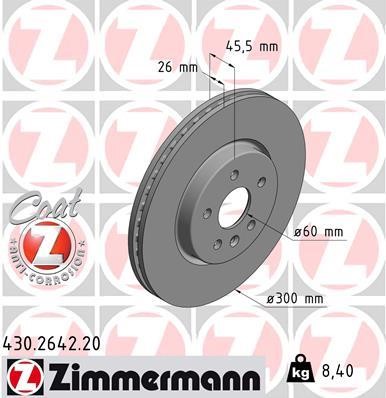 Otto Zimmermann 430.2642.20 Front brake disc ventilated 430264220