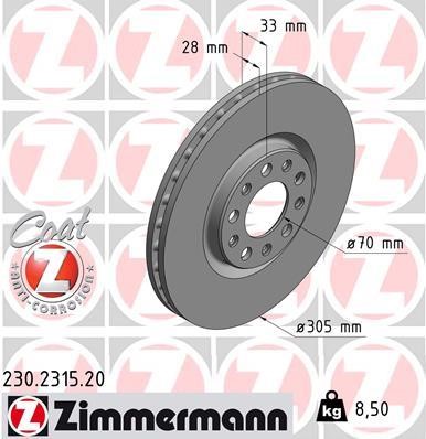 Otto Zimmermann 230.2315.20 Front brake disc ventilated 230231520