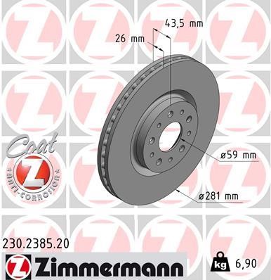 Otto Zimmermann 230.2385.20 Brake disk 230238520