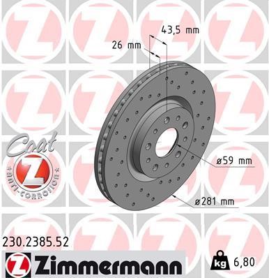 Otto Zimmermann 230.2385.52 Brake disk 230238552