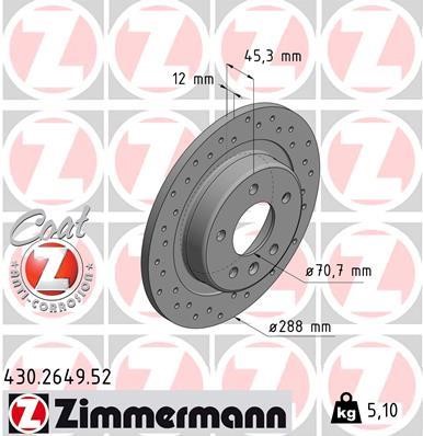 Otto Zimmermann 430.2649.52 Brake disk 430264952