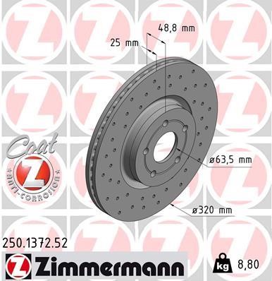 Otto Zimmermann 250.1372.52 Front brake disc ventilated 250137252