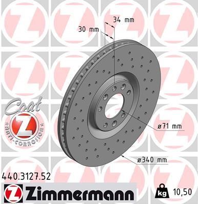Otto Zimmermann 440.3127.52 Front brake disc ventilated 440312752
