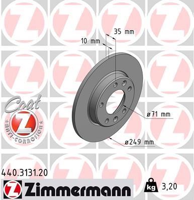 Otto Zimmermann 440.3131.20 Rear brake disc, non-ventilated 440313120
