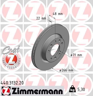 Otto Zimmermann 440.3132.20 Front brake disc ventilated 440313220