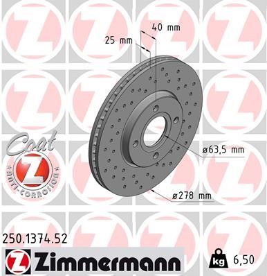 Otto Zimmermann 250.1374.52 Brake disc 250137452