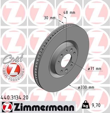 Otto Zimmermann 440.3134.20 Front brake disc ventilated 440313420