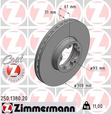 Otto Zimmermann 250.1380.20 Front brake disc ventilated 250138020