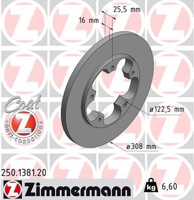Otto Zimmermann 250.1381.20 Rear brake disc, non-ventilated 250138120