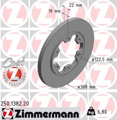 Otto Zimmermann 250.1382.20 Rear brake disc, non-ventilated 250138220