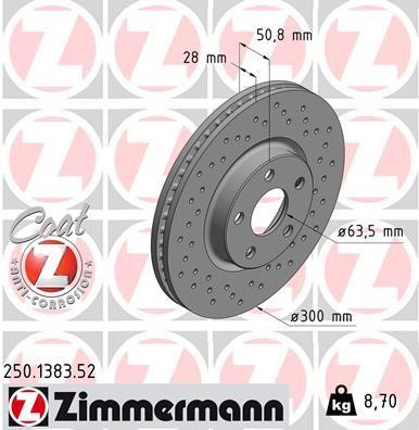 Otto Zimmermann 250.1383.52 Front brake disc ventilated 250138352