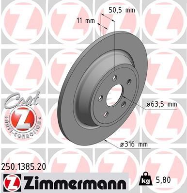 Otto Zimmermann 250.1385.20 Rear brake disc, non-ventilated 250138520