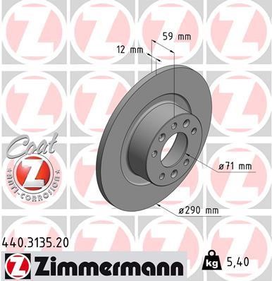Otto Zimmermann 440.3135.20 Rear brake disc, non-ventilated 440313520
