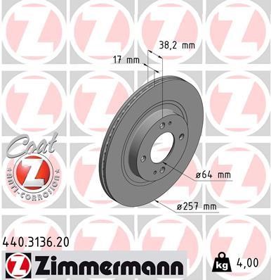 Otto Zimmermann 440.3136.20 Brake disk 440313620