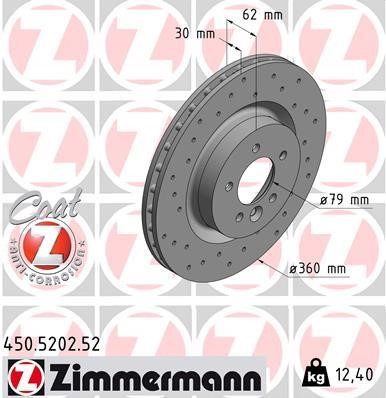 Otto Zimmermann 450.5202.52 Front brake disc ventilated 450520252