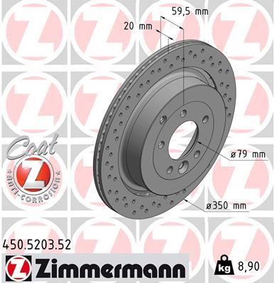 Otto Zimmermann 450.5203.52 Rear ventilated brake disc 450520352