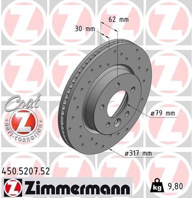 Otto Zimmermann 450.5207.52 Front brake disc ventilated 450520752