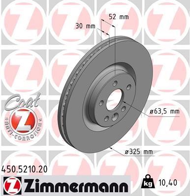 Otto Zimmermann 450.5210.20 Front brake disc ventilated 450521020