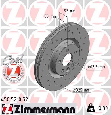 Otto Zimmermann 450.5210.52 Front brake disc ventilated 450521052